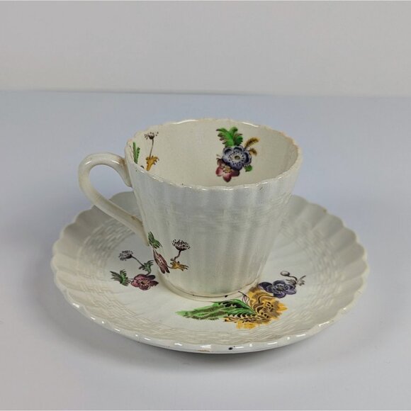 Copeland Spode Demitasse Espresso Cups & Saucer Wicker Lane Basket Weave England - Picture 4 of 11